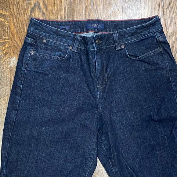 Talbots Dark Indigo Jeans Size 12 Petite Denim Straight Leg Cotton Blend Pants - Picture 6 of 9